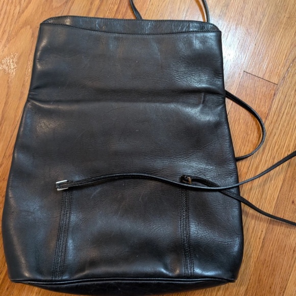 Vtg Mark Cross New York Black Leather Shoulder Bag Purse Thin Straps - Picture 4 of 14